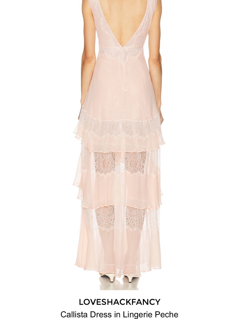 LoveShackFancy Callista Lace Tiered Maxi Dress - Lingerie Peche - Picture 3 of 9